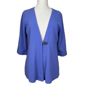 Soft Surroundings Jacket Womens PM Petite Purple Cotton Single Button Minimalist